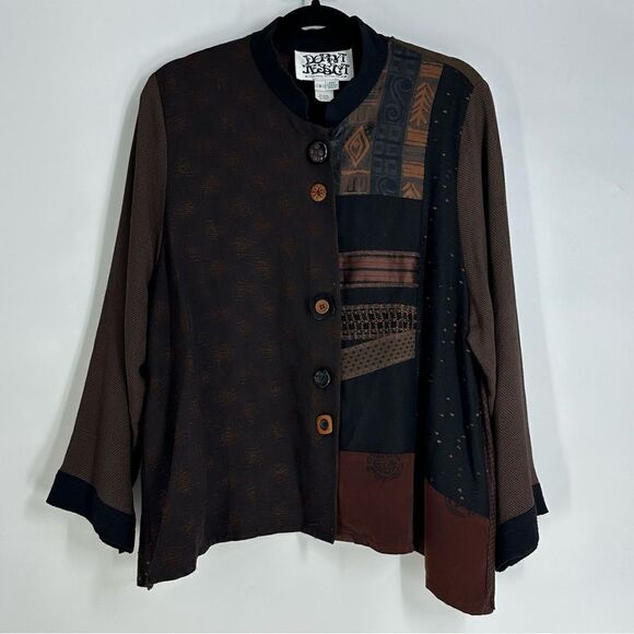 DONNA JESSICA Vintage Art to Wear Patchwork Lagenlook Cardigan Sz 1 S/M - Picture 1 of 6